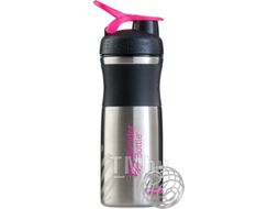 Шейкер спортивный Blender Bottle SportMixer Stainless / BB-SMST-BLPI (черный/малиновый)