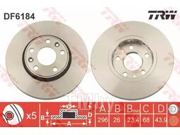 Тормозной диск RENAULT Grand Scenic III (2009-), Laguna III (2007-), Megane (2008-) F TRW DF6184