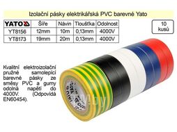 Изолента ПВХ 19мм х 20м х 0,13мм разноцветная (10шт) Yato YT-8173