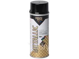 Лак на акриловой основе INRAL METALLIC SPRAY черный 400мл (Цвет черный.)