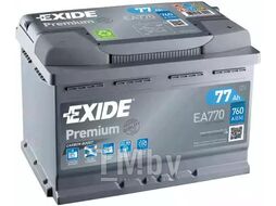 Аккумулятор Premium 77Ah 760A (R +) 278x175x190 mm EXIDE EA770