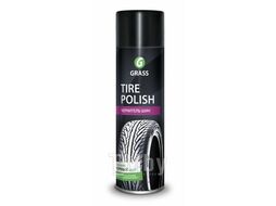 Чернитель резины Tire Polish: полирует, восстанавливает черный цвет, оставляет эффект мокрых шин, защищает от УФ-лучей, аэрозоль 650 мл GRASS 700670