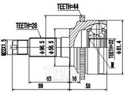 ШРУС внешний MAZDA 6 2.3 02-07 AYWIPARTS AW1510052A