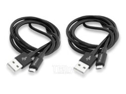 Кабель Verbatim USB A - micro USB B / 48874 (2шт, 1м, черный)