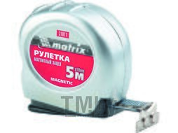 Рулетка Magnetic, 5 м х 19 мм, магнитный зацеп MATRIX 31011