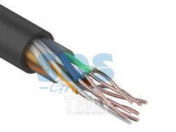 Кабель UTP 4PR 24AWG, CU (медь), CAT5e, 100МГц, PE черный, (OUTDOOR) (бухта 25 м) REXANT