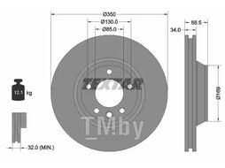 Тормозной диск AUDI Q7 2006-, PORSCHE CAYENNE 2002-, VW TOUAREG 2002- F/LH TEXTAR 92121705