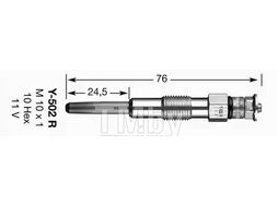 Свеча накаливания Y-502R Citroen Jumper, Peugeot Boxer 2.8HDi 99-, Fiat Ducato 98-, Iveco Daily, Renault Master NGK 3852