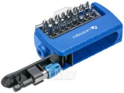 Набор бит с битодержателем 1/4", SL, PH, PZ, Torx, 17 шт. HOEGERT HT1S401