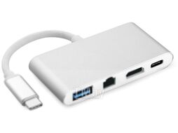 Адаптер ORIENT USB-C - HDMI(F)+GbLAN+USB+USB-C / C033