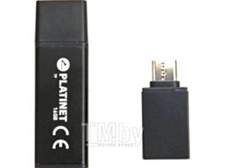 Usb flash накопитель Platinet Pendrive USB 3.0 X-Depo 16GB + Type-C Adapter Black / PMFEC316B