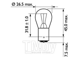 Лампа накаливания для грузовых автомобилей, 10шт в упаковке P21W 24V 21W BA15S Philips 13498CP