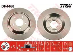 Тормозной диск MAZDA 5 (CR19) 2005- R TRW DF4468