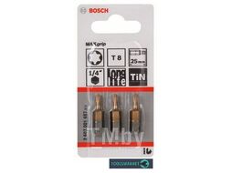 Насадка-бита с крестообразным шлицем Torx Max Grip T8 25мм (3шт) 2.607.001.687 BOSCH