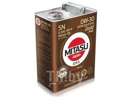 Моторное масло синтетическое MITASU 0W30 4L GOLD PAO SN API SN ILSAC GF-5 для бенз. ДВС, 100% Synthetic MJ1034