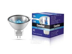 Лампа галогенная с защитным стеклом, 220V, 50mm, 2000 часов Camelion JCDR 50W GX5.3 COOL