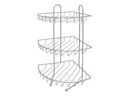 Полка угловая трехъярусная CHR-349, размер: 25,3*21,5*43см (хром.металл, крепление: шуруп) Рыжий кот 310755