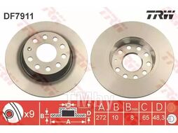 Тормозной диск SEAT Leon (2005-), Skoda Octavia (2008-), Superb (2008-), VW Caddy (2010-) R TRW DF7911