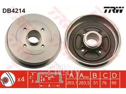 Тормозной барабан DACIA LOGAN 2004- TRW DB4214