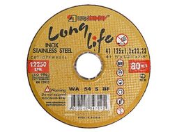 Круг отрезной 115 х 1,0 х 22,23 мм WA 54 S BF 80 м/с нержавейка Long Life, 1/25 Luga Long Life