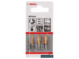 Набор из 3 насадок-бит Max Grip PH1 2 3 25мм 2.607.001.754 BOSCH