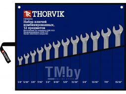 Набор ключей гаечных комбинированных дюймовых в сумке 1/4"--15/16", 12 предметов Thorvik CWIS0012