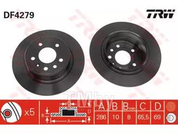 Тормозной диск Saab 9-5 1997- R TRW DF4279