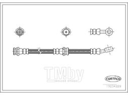 Шланг тормозной Kia Rio 1,3 02-05 CORTECO 19034289