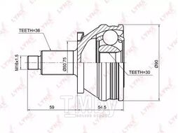 ШРУС SKODA Fabia I-II 1.4-1.9D 03>, Roomster 1.2D-1.9D 06>, VW Polo Sedan 1.6 10>, Polo 1.2D-1.9D 05>, AUDI A1 1.2T-1.6D 10>, A2 1.4D-1.6 00-05 LYNXauto CO-1225