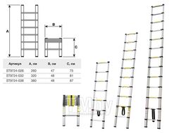 Лестница телескопическая односекц. алюм. 260см 6,1кг STARTUL (ST9724-026)