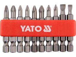 Биты в наборе 1/4"х50мм (10шт) S2 HRC58-62 Yato YT-0483