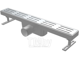Сливной трап горизонтальный D 50, решетка нерж., 65х500мм полоски, NOVA