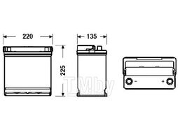 Аккумуляторная батарея 45Ah DETA POWER 12 V 45 AH 330 A ETN 0(R+) B1 218x133x223mm 11kg DB450