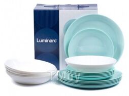 Набор столовый LUMINARC Diwali 18 предметов бело-бирюзовый 10P5912