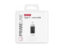 Адаптер PrimeLine micro USB-Type C 7300 черный