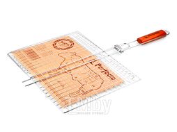 Решетка-гриль, 400x300 мм, нержавеющая сталь, деревянная ручка, PERFECTO LINEA
