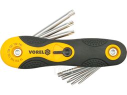 Ключи складные TORX с отверстием T9-T40 (набор 8шт.) Vorel 56507