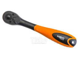 Трещотка изогнутая 1/4", 150 мм, 72з, РР, храповик CrMo, NEO 08-514