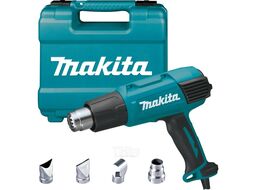 Термовоздуходувка MAKITA HG 6031 VK в чем. + набор сопл (1800 Вт, 2 скор., 50-600 С, ступенч. рег.)