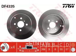 Тормозной диск Toyota Corolla (2002-), Corolla Verso (2002-), Yaris (1999-), Yaris Verso (11.1999-) R TRW DF4335