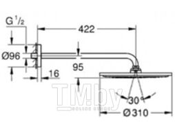 Верхний душ GROHE Rainshower Cosmopolitan 310 26257000