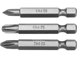 Биты PH1, PH2, PH3х50мм 1/4" (набор 3шт) AlSl S2 Yato YT-77879