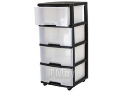 Комод пластиковый Curver Drawer System 4X20L / 214756 (прозрачный/черный)