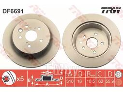 Тормозной диск Lexus IS, GS 2012- TRW DF6691