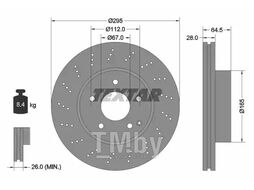 Тормозной диск MERCEDES-BENZ C CLASS (W204) 2007- F TEXTAR 92165003