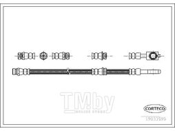 Шланг тормозной передн. Audi A3 03-, Seat Altea 04-, Leon 05-, Toledo 04-09, Skoda Octavia 04-, VW Caddy III 04-, Golf Plus 05-, Golf V 03-, Jetta III 05-10, Touran 03- CORTECO 19033595