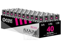 Батарейка 40шт (коробка) AA LR6 1,5V Alkaline LR6A-P40 ФАZА Alkaline Pack-40 (40 батареек в коробке (20 спаек по 2 шт))