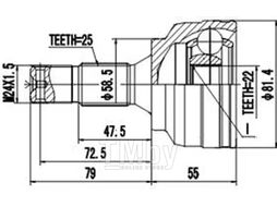 ШРУС внешний CITROEN C4 1.4-1.6 04>, PEUGEOT 207 1.4-1.6 06>/307 1.4-1.6 00> AYWIPARTS AW1510154