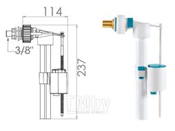 Поплавочный клапан боковой подачи воды, 3/8, лат. резьба, NOVA