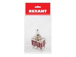 Тумблер 250V 15А (6c) (ON)-OFF-(ON) двухполюсный (KN-223) REXANT Индивидуальная упаковка 1 шт